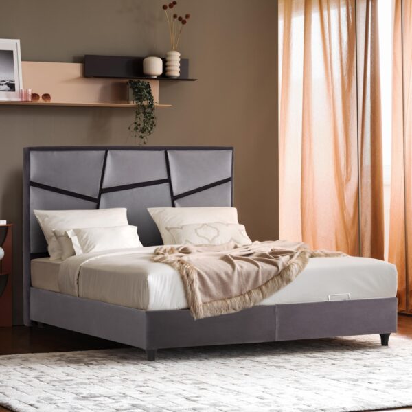 ΚΡΕΒΑΤΙ ΔΙΠΛΟ ΜΕ ΣΤΡΩΜΑ & ΑΠΟΘ.ΧΩΡΟ IRIDA HM21166 ΓΚΡΙ ΒΕΛΟΥΔΟ--ΓΙΑ 160x200εκ - Image 2