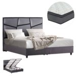 ΚΡΕΒΑΤΙ ΔΙΠΛΟ ΜΕ ΣΤΡΩΜΑ & ΑΠΟΘ.ΧΩΡΟ IRIDA HM21166 ΓΚΡΙ ΒΕΛΟΥΔΟ--ΓΙΑ 160x200εκ