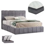 ΚΡΕΒΑΤΙ ΔΙΠΛΟ ΜΕ ΣΤΡΩΜΑ & ΑΠΟΘ.ΧΩΡΟ RAMON HM21168 ΓΚΡΙ ΜΠΟΥΚΛΕ--ΓΙΑ 160x200εκ