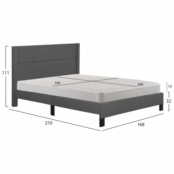 ΚΡΕΒΑΤΙ ΔΙΠΛΟ & ΣΤΡΩΜΑ TRILLOP HM21202.12 ΓΚΡΙ ΥΦΑΣΜΑ--ΓΙΑ 160x200εκ - Image 3