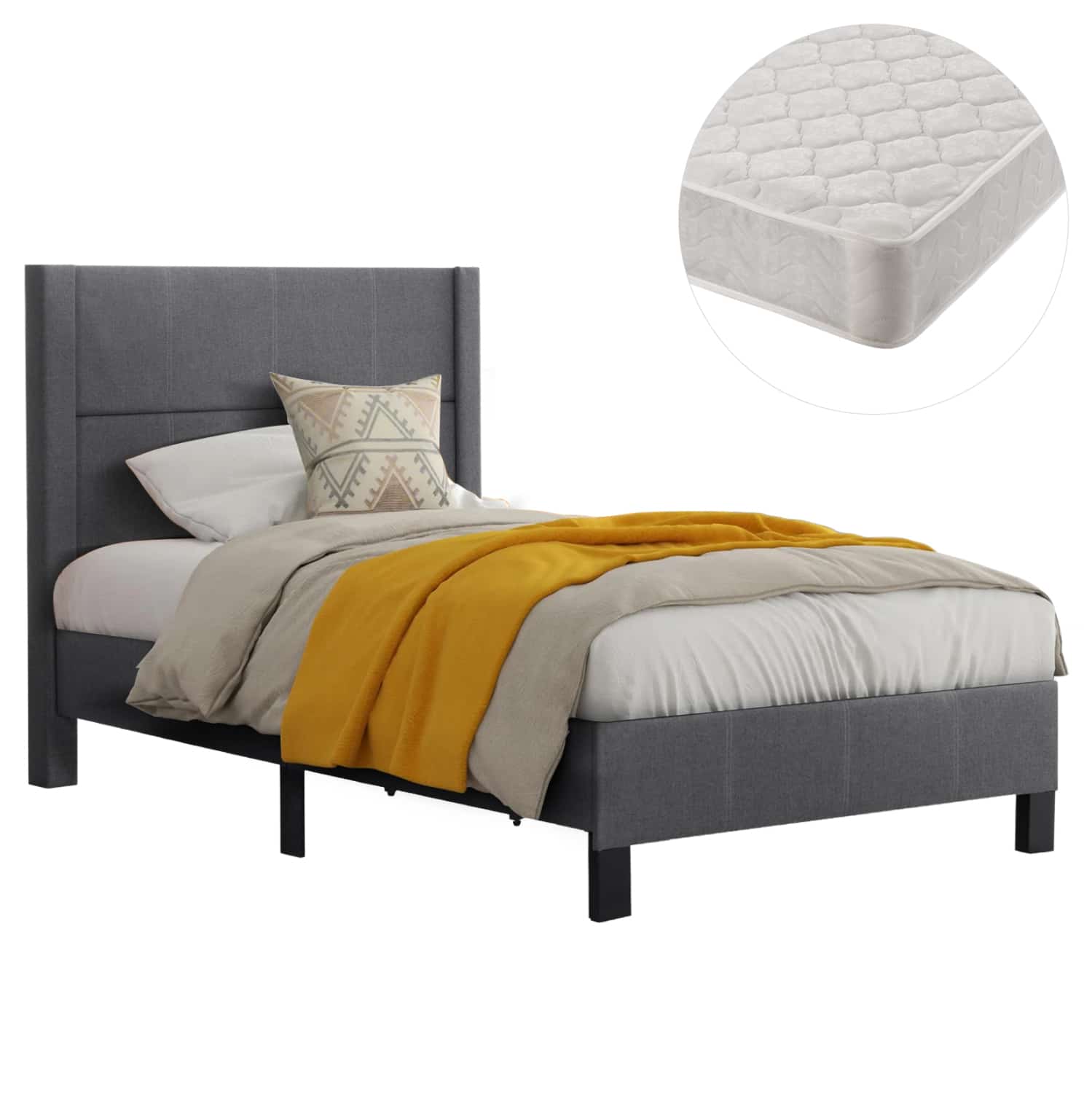 HM21203.12 ΚΡΕΒΑΤΙ ΜΟΝΟ & ΣΤΡΩΜΑ TRILLOP HM21203.12 ΓΚΡΙ ΥΦΑΣΜΑ--ΓΙΑ 120x200εκ - Image 1