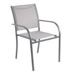 LANGLEY Πολυθρόνα Κήπου - Βεράντας, Μέταλλο Βαφή Ανθρακί Textilene Γκρι, Στοιβαζόμενη 55x68x87cm - Image 4