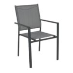 LANSON Πολυθρόνα Κήπου Βεράντας, Μέταλλο Βαφή Ανθρακί Textilene Grey 55x55x86cm - Image 4