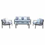 LATINO Set Σαλόνι Κήπου 4τεμ, Αλουμίνιο Μαύρο, Μαξιλάρια Γκρι, Γυαλί Μαύρο 2 Πολυθρ+1 Καναπ+1 Τραπεζάκι - Image 4