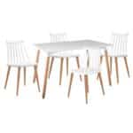 LAVIDA-ART Τραπεζαρία: Τραπέζι 120x80 Οξιά/MDF + 4 Καρέκλες Μέταλλο Βαφή Φυσικό PP Άσπρο Table:120x80x73 Chair:43x48x77 - Image 3