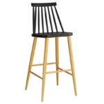 LAVIDA Σκαμπό BAR με Πλάτη, Μέταλλο Βαφή Φυσικό, PP Μαύρο 43x49x76/107cm - Image 4