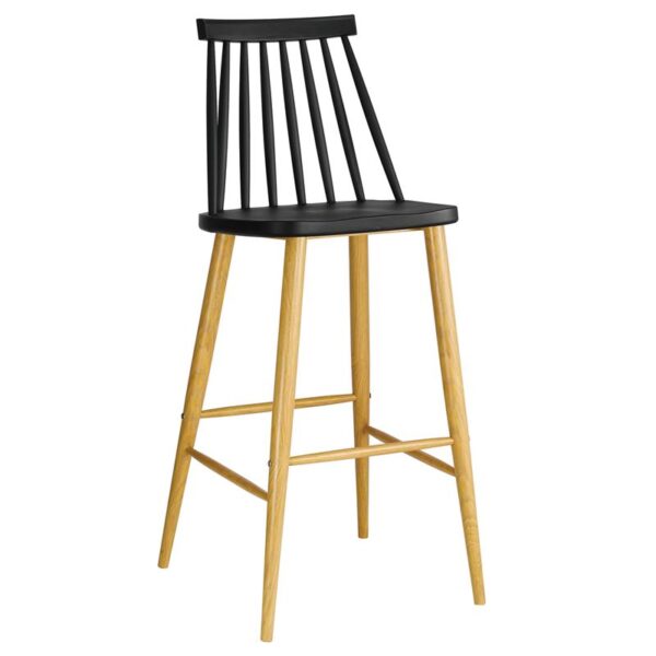 LAVIDA Σκαμπό BAR με Πλάτη, Μέταλλο Βαφή Φυσικό, PP Μαύρο 43x49x76/107cm - Image 4