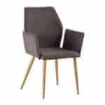 LETO Πολυθρόνα Τραπεζαρίας Κουζίνας, Μέταλλο Βαφή Φυσικό, Ύφασμα Grey Brown 55x56x86cm - Image 4