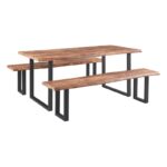 LIZARD 3D PAPER Set: Τραπέζι 180x90cm + 2 Πάγκοι Μέταλλο Βαφή Μαύρο, Dark Acacia Table180x90x77 Bench:180x40x47 - Image 4