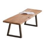 LIZARD Πάγκος Μέταλλο Βαφή Μαύρο, Ξύλο Ακακία Φυσικό 178x45x44cm - Image 3