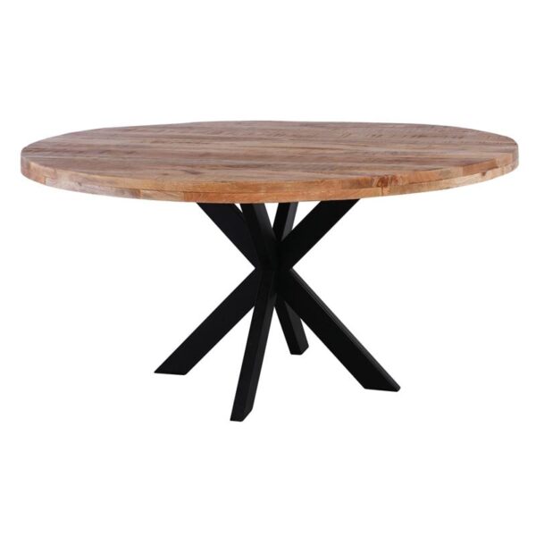 LIZARD Τραπέζι Τραπεζαρίας, Μέταλλο Βαφή Μαύρο, Ξύλο Mango Απόχρωση Φυσικό Φ150cm H.78cm - Image 3