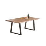 LIZARD-W Slim Τραπέζι Τραπεζαρίας, Μέταλλο Βαφή Μαύρο, Ξύλο Ακακία Φυσικό 200x100x78cm Solid Wood 25mm - Image 3