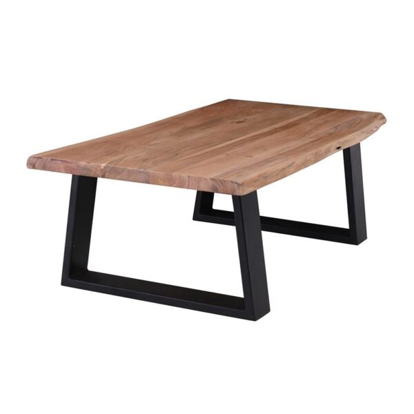LIZARD-W Τραπεζάκι Σαλονιού Καθιστικού, Μέταλλο Βαφή Μαύρο, Ξύλο Ακακία Φυσικό 115x60x40cm - Image 3