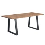 LIZARD-W Τραπέζι Κουζίνας - Τραπεζαρίας, Μέταλλο Βαφή Μαύρο, Ξύλο Ακακία Φυσικό 140x80x78cm - Image 4