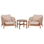 LOUNGE ΣΕΤ SANJI HM21214 ΤΡΑΠΕΖΙ & 2 ΠΟΛΥΘΡΟΝΕΣ--ΞΥΛΟ ΑΚΑΚΙΑΣ-ΑΛΟΥΜΙΝΙΟ-ΣΧΟΙΝΙ