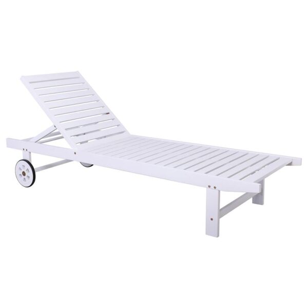 LUGANO Ξαπλώστρα Ξύλο Acacia, Απόχρωση Άσπρο 65x196x32cm - Image 4