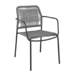 LUIGI Πολυθρόνα Βεράντας-Κήπου Μέταλλο Βαφή Ανθρακί, Rope Wicker Γκρι, Στοιβαζόμενη 52x61x79cm - Image 7