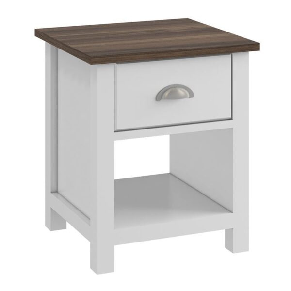 LUXOR Κομοδίνο Απόχρωση Καρυδί - Άσπρο 45x40x50cm - Image 3