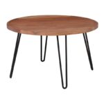 MATRI-W Τραπεζάκι Σαλονιού Καθιστικού, Μέταλλο Βαφή Μαύρο, Ξύλο Ακακία Φυσικό Φ76xH.45cm - Image 3