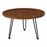 MATRIX Τραπεζάκι Σαλονιού Καθιστικού, Μέταλλο Βαφή Μαύρο, Ξύλο Καρυδί Φ76xH.45cm - Image 3