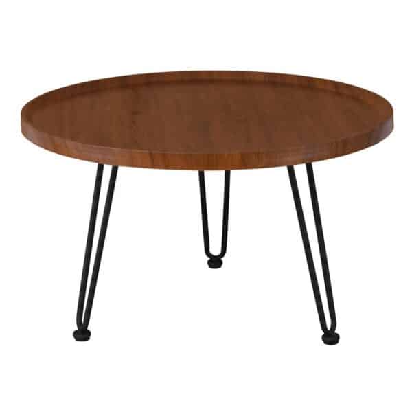 MATRIX Τραπεζάκι Σαλονιού Καθιστικού, Μέταλλο Βαφή Μαύρο, Ξύλο Καρυδί Φ76xH.45cm - Image 3