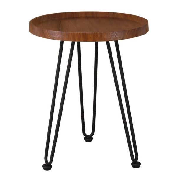 MATRIX Τραπεζάκι Σαλονιού Καθιστικού, Μέταλλο Βαφή Μαύρο, Ξύλο Καρυδί Φ45xH.55cm - Image 3