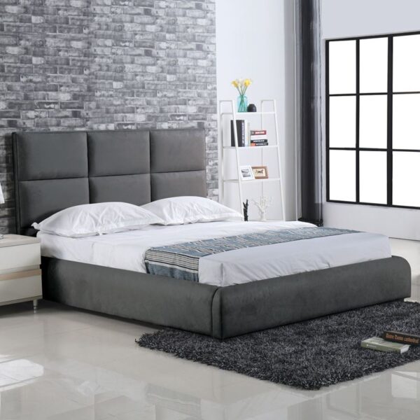 MAXIM Κρεβάτι Διπλό, για Στρώμα 180x200cm, Ύφασμα Σκούρο Γκρι 198x218x121cm - Image 3