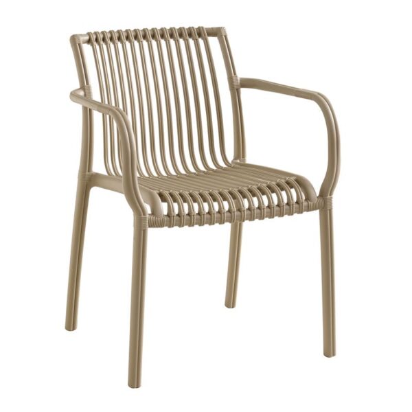 MODENA Πολυθρόνα Στοιβαζόμενη, PP-UV Protection Tortora 57x58x79cm - Image 3