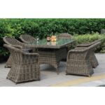 MONTANA Set Τραπεζαρία Κήπου:6 Πολυθρόνες+Τραπέζι, Αλουμίνιο- Wicker Grey Brown με Μαξιλάρια Table:160x90x75 Chair:60x72x85 - Image 3