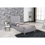 MORISSON Κρεβάτι Μονό, για Στρώμα 90x190cm, Ύφασμα Ανοιχτό Γκρι 101x206x110cm - Image 3