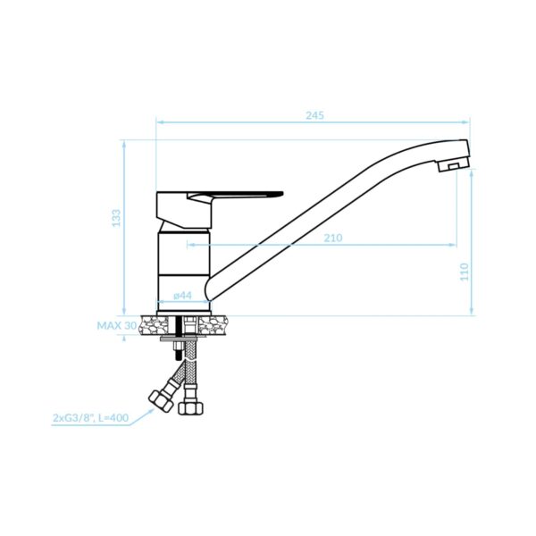 ΜΠΑΤΑΡΙΑ ΚΟΥΖΙΝΑΣ ΠΑΓΚΟΥ HM4865 ΜΑΚΡΥ ΡΟΥΞΟΥΝΙ-ΧΡΩΜΙΟΥ--24.5x13.3Υεκ - Image 2