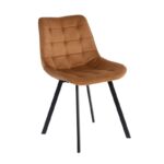 MYRIAM K/D Καρέκλα Τραπεζαρίας Μέταλλο Βαφή Μαύρο, Ύφασμα Velure Μπεζ ( Συσκ.4 ) 50x56x83cm