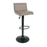 NERO Σκαμπό BAR με Πλάτη, Μέταλλο Μαύρο, PU Cappuccino, Ρύθμιση Ύψους, Περιστρεφόμενο 38x38x63/81-83/101cm - Image 4