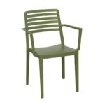 NOLA Πολυθρόνα Τραπεζαρίας Κήπου Στοιβαζόμενη, PP - UV Protection, Απόχρωση Λαδί 57x56x83cm - Image 4