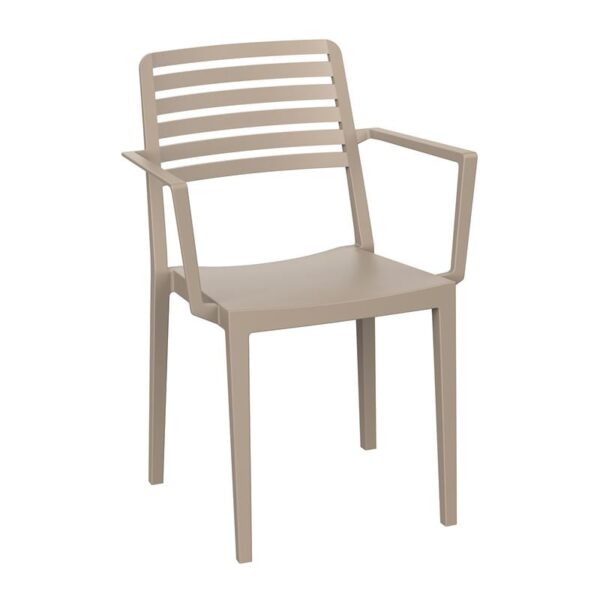 NOLA Πολυθρόνα Τραπεζαρίας Κήπου Στοιβαζόμενη, PP - UV Protection, Απόχρωση Tortora 57x56x83cm - Image 4