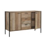 PALLET-W Μπουφές Σαλονιού Τραπεζαρίας, Μέταλλο Βαφή Μαύρο - Antique Oak 124x40x80cm - Image 3