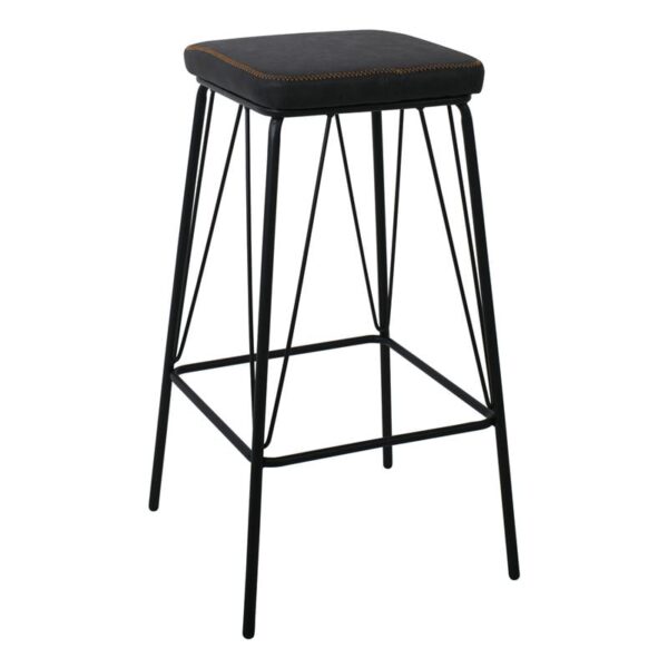 PANTON Σκαμπό BAR, Μέταλλο Βαφή Μαύρο, PU Απόχρωση Vintage Black 43x43x76cm - Image 5