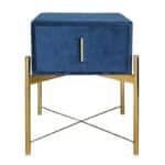 PASSION  Κομοδίνο με 1 Συρτάρι, Ύφασμα Velure Απόχρωση Μπλε 51x40x65cm - Image 3