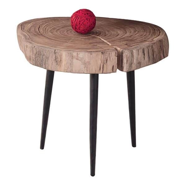 PATEL Τραπεζάκι Σαλονιού Καθιστικού, Μέταλλο Βαφή Μαύρο, Ξύλο Ακακία Φυσικό +/-33x32x30cm - Image 4