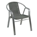 POLO-II Πολυθρόνα Βεράντας - Κήπου Αλουμινίου Στοιβαζόμενη, PE Mixed Grey (Tube:25x1mm) 59x63x75cm - Image 4