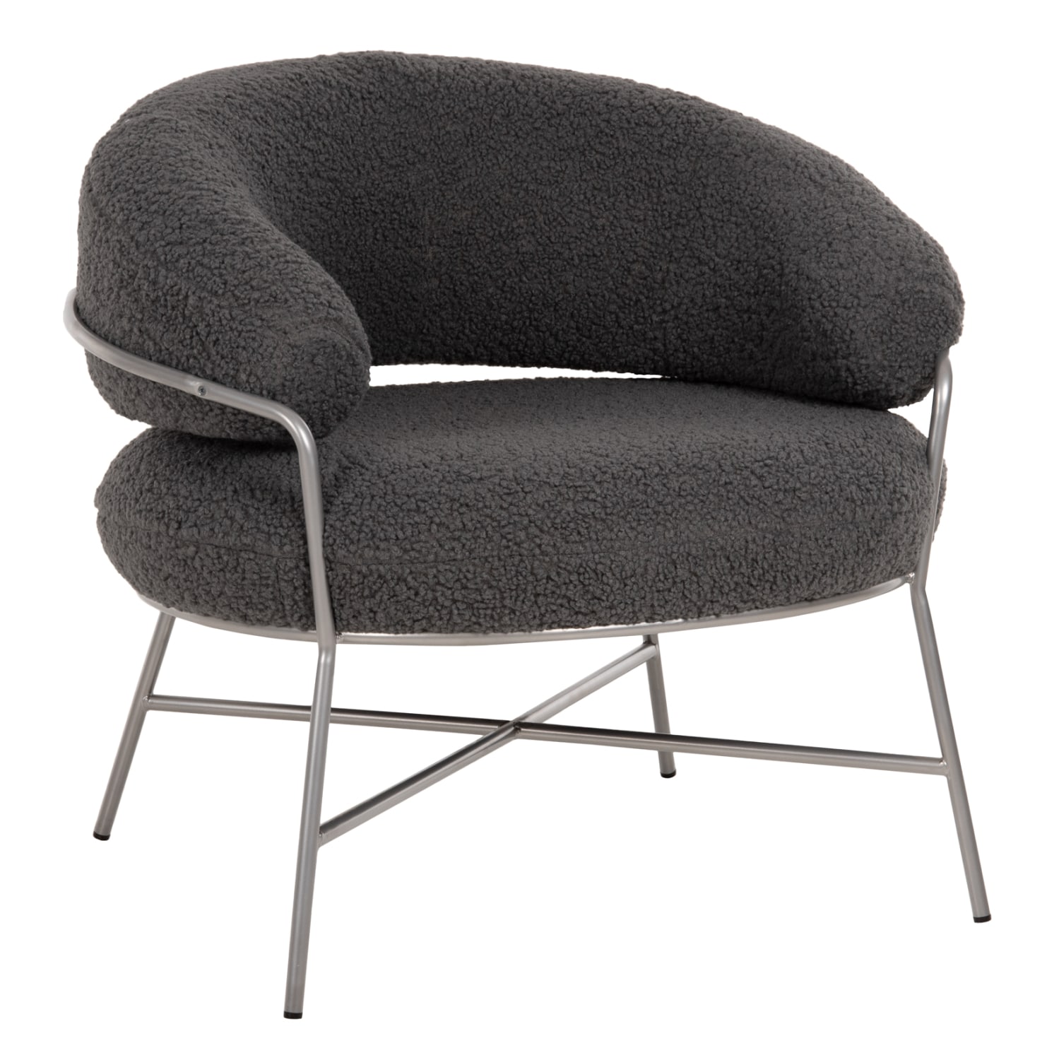 HM8639.21 ΠΟΛΥΘΡΟΝΑ TRUDI HM8639.21 ΑΠΟ ΜΠΟΥΚΛΕ ΓΚΡΙ ΜΕ ΑΣΗΜΙ ΜΕΤΑΛΛΙΚΟ ΣΚΕΛΕΤΟ 84x79x76Υ εκ. - Image 1