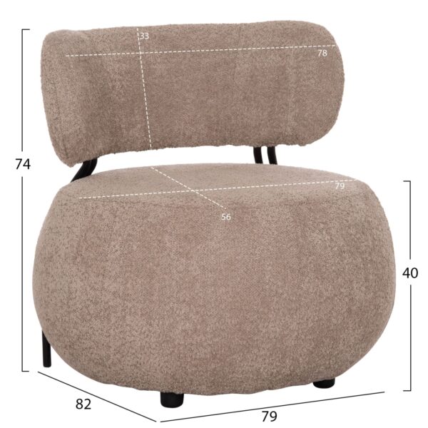 ΠΟΛΥΘΡΟΝΑ ΣΤΡΟΓΓΥΛΗ KARSEN HM9598.08 ΣΚΟΥΡΟ ΜΠΕΖ ΜΠΟΥΚΛΕ ΥΦΑΣΜΑ 79x82x74Υεκ. - Image 2