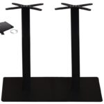 PRATO-R Βάση Τραπεζιού Μακρόστενη με ρεγουλατόρο Μέταλλο Βαφή Μαύρο (21,10kg) 70x40cm H.73cm - Image 3