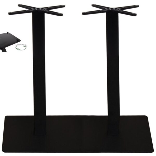 PRATO-R Βάση Τραπεζιού Μακρόστενη με ρεγουλατόρο Μέταλλο Βαφή Μαύρο (21,10kg) 70x40cm H.73cm - Image 3