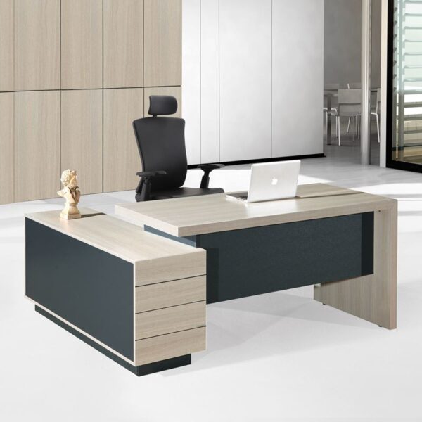 PROGRESS Γραφείο Αναστρέψιμη Γωνία, Ντουλάπι,Συρτάρι, Ράφι, Θέση Η/Υ,Απόχρωση Elm-Sky Grey 180x80 - 160x40 H.76/60cm - Image 3