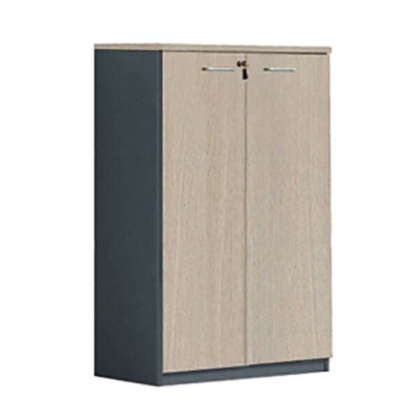 PROGRESS Ντουλάπι Γραφείου Δίφυλλο, 3 Ράφια, Απόχρωση Elm - Sky Grey 80x40x120cm - Image 3