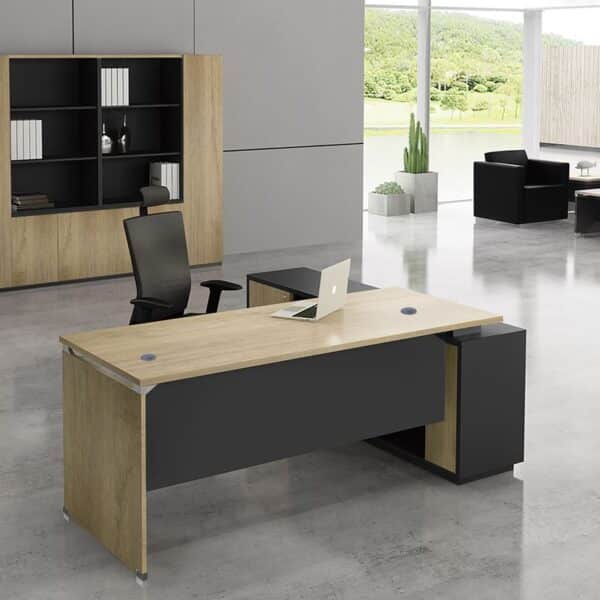 PROJECT Γραφείο Αριστερή Γωνία, Απόχρωση Sonoma - Γκρι 200x90/200x40 H.75/65cm - Image 4