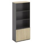 PROJECT Βιβλιοθήκη Γραφείου, 3 Ράφια, Ντουλάπι Δίφυλλο με 2 Ράφια, Απόχρωση Sonoma - Γκρι 80x40x200cm - Image 3