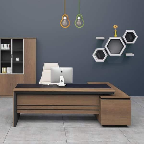 PROLINE Γραφείο Αριστερή Γωνία Απόχρωση Καρυδί Δρυς - Μαύρο 200x85/180x40 H.75/63cm - Image 3