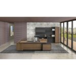 PROLINE Γραφείο Δεξιά Γωνία Απόχρωση Καρυδί Δρυς - Μαύρο 220x90/200x40 (H.76)cm - Image 3